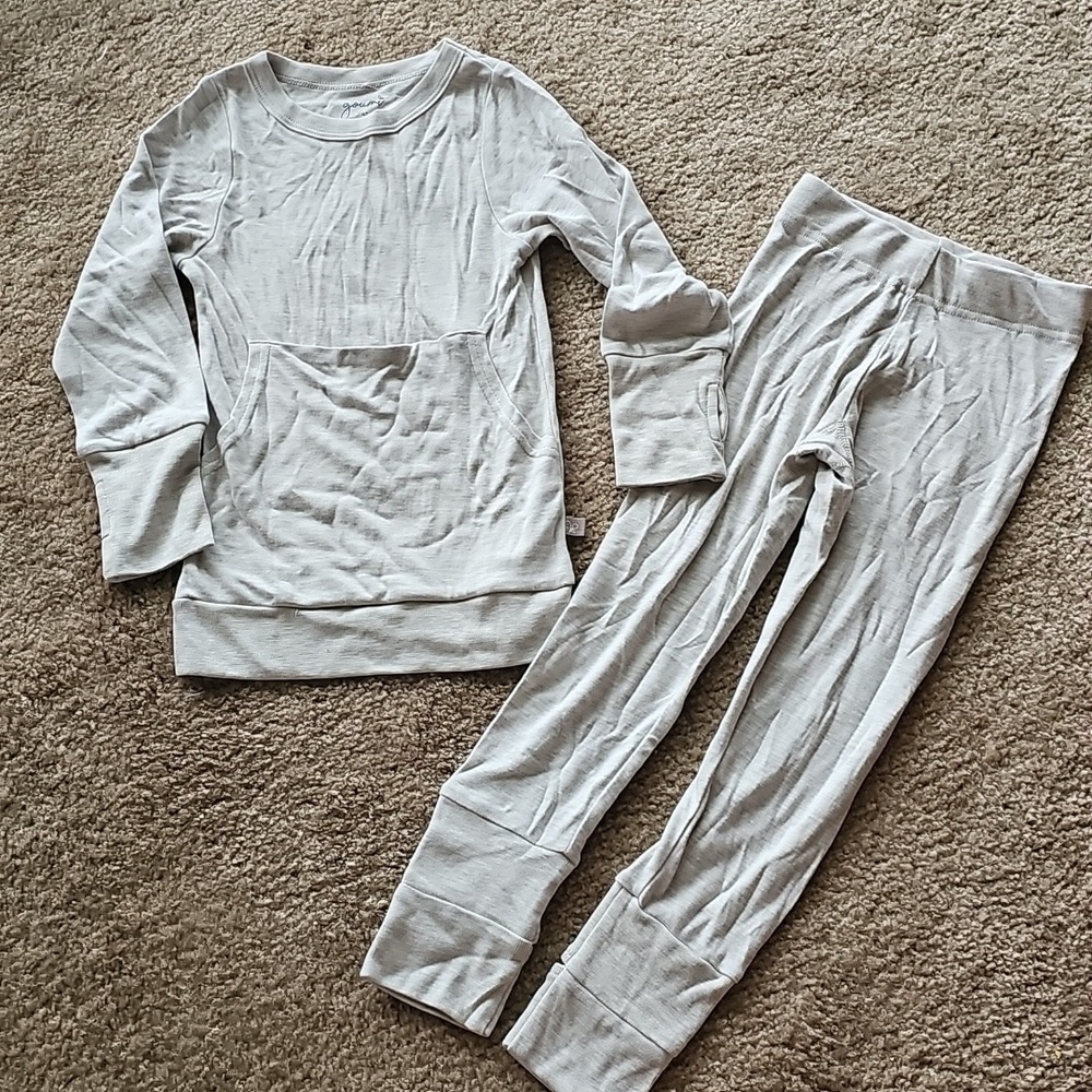 Goumi Kids Bamboo All Day Jogger Set Pajamas Size 4T Gray